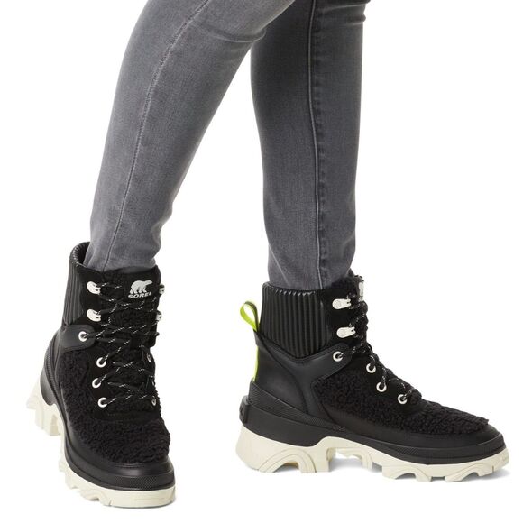 SOREL Brex Cozy Lace Up Waterproof Hiker Boots – Black/Sea Salt, Women’s 12 - Picture 1 of 7